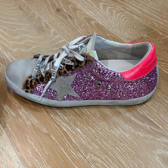 Golden Goose Women's Sneakers - Purple Glitter and Tan Leopard - Picture 2 of 5